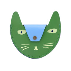 Cat Pocket Purse (Green / Cornflower Blue)
