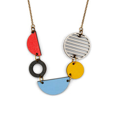 Op Art Five Abstract Shapes Necklace