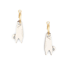 Hanging Cat Hoop Earrings