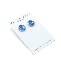 Blue China Porcelain Round Stud Earrings