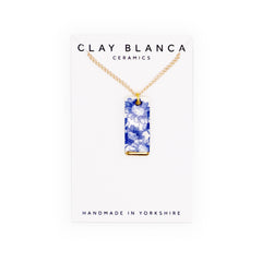 Blue China Porcelain Rectangle Necklace