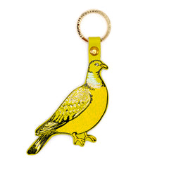 Feral Pigeon Leather Key Fob (Acid Green)