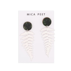 Fern Drop Silver Stud Earrings